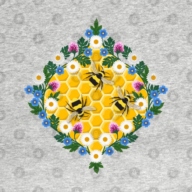 Bees on honeycomb by Jennifer Ladd